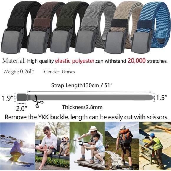 Elastic Stretch Belts for Men and Women with No Metal Plastic Buckle for Work - Picture 2 of 7